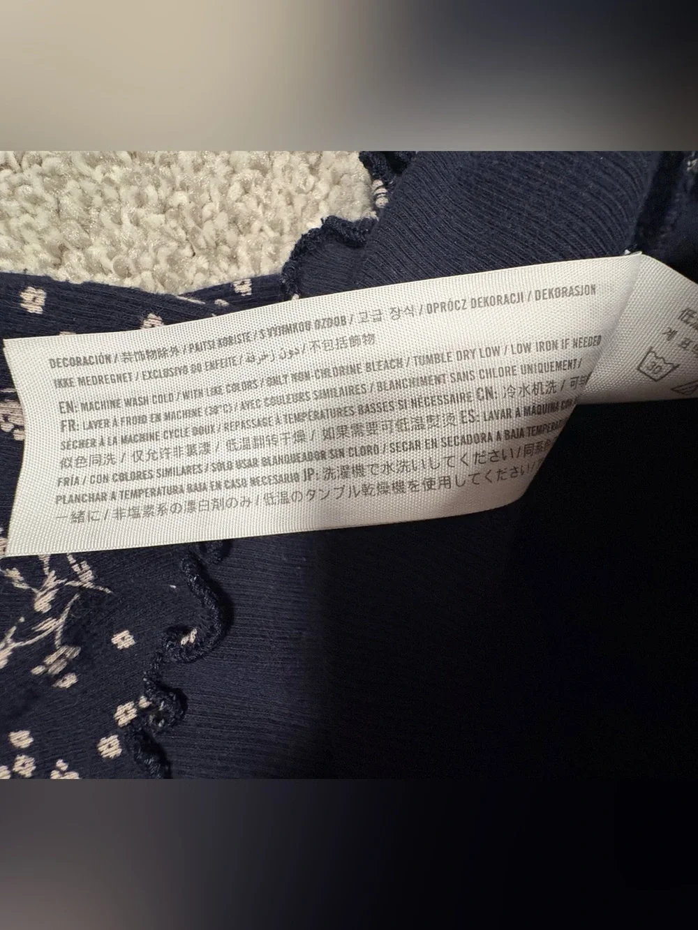 Hollister Navy Baby Tee with Cream Floral Print